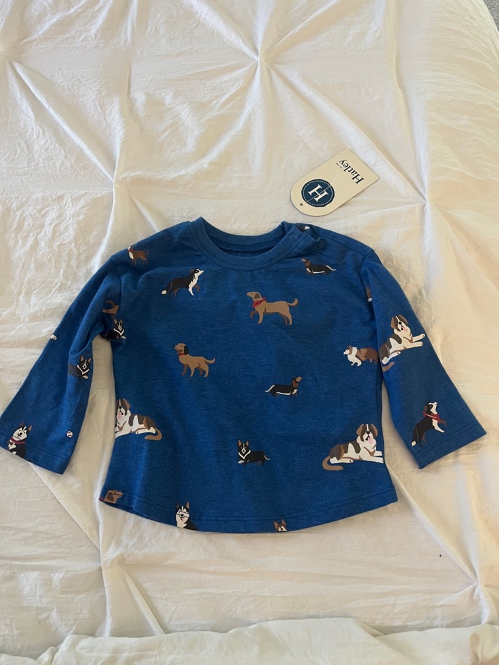 Hatley Blue Long-Sleeve Tee with Dog Print